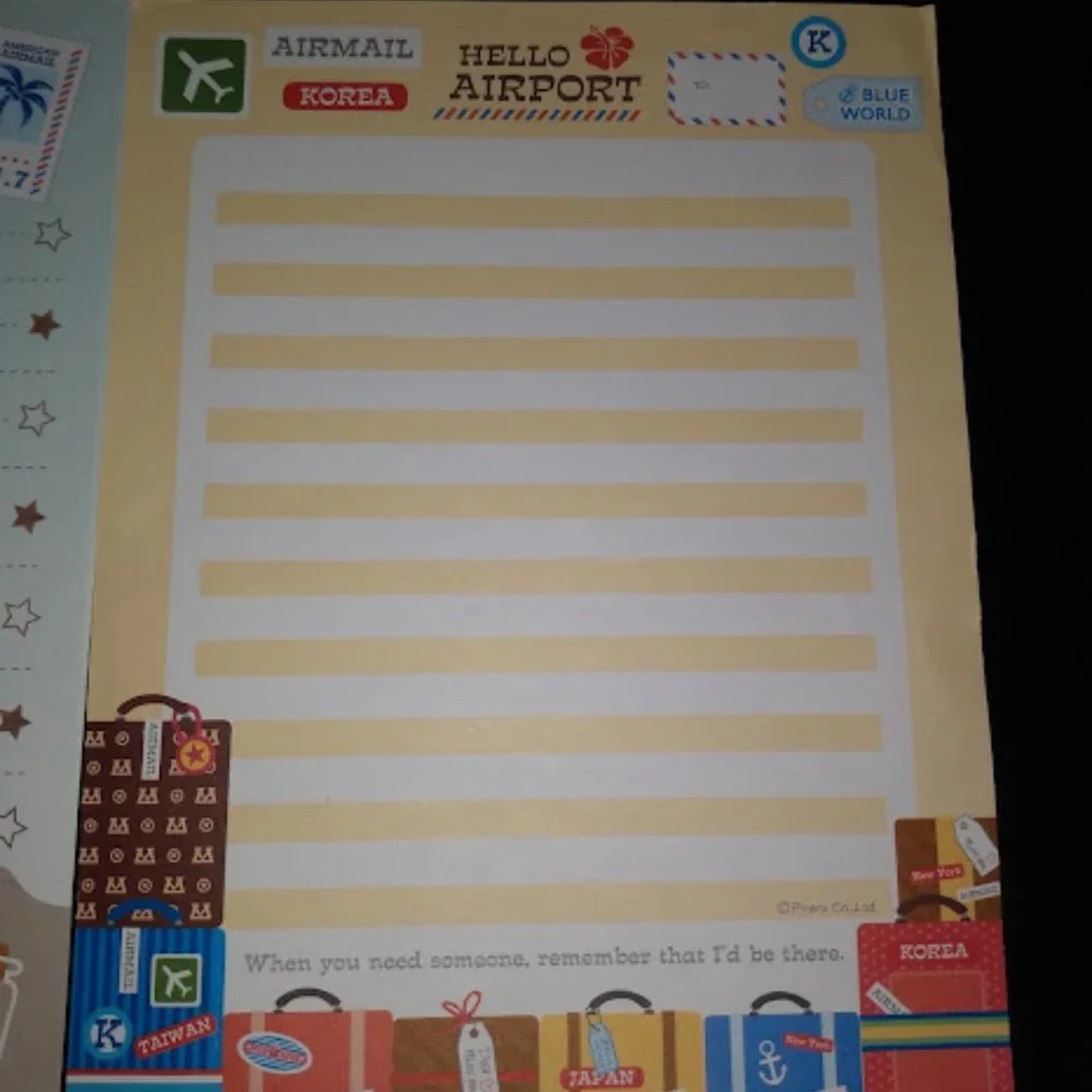 16pc LOT: TRAVEL LOVERS/CARTOON CHARACTER WRITING PAPER + ENVELOPES (4 DESIGNS)